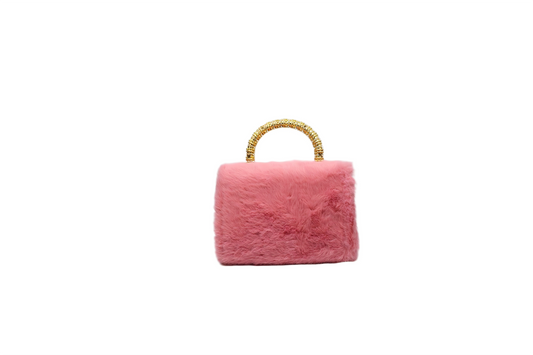 Pink fluffy butterfly flower handbag