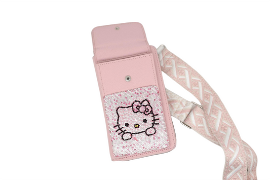 Pink single-shoulder hot diamond mobile phone case